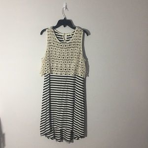 Black and Off White Hi-Low Dress